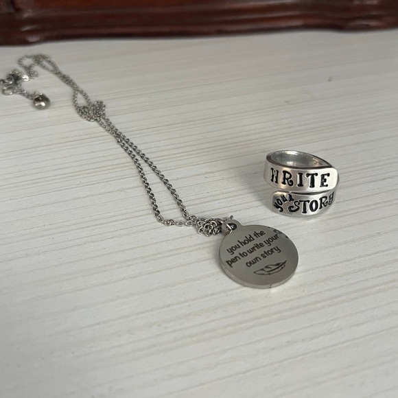 Jewelry - Inspirational Graduation Gift Write Your Own Story Silver Necklace and Bracelet
